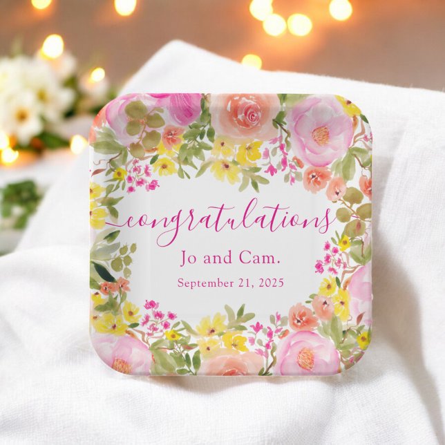 Floral Boho Spring Congratulations Bridal Shower Paper Plate (Floral Boho Spring Congratulations Bridal Shower Paper Plates)