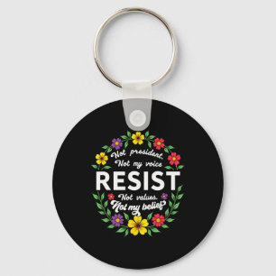 Floral Boho Style Resist Trump Not My President  Key Ring