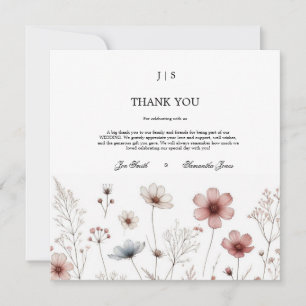 Floral boho summer simple thank you card