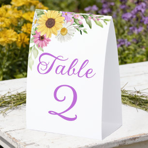 Floral Boho Sunflower Wedding Table Number