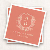 Floral Boho Terracotta Crest Wedding Monogram