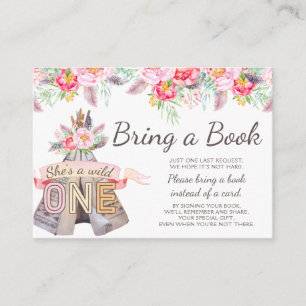 Floral Boho Tribal Teepee 1st Birthday Book Enclosure Card