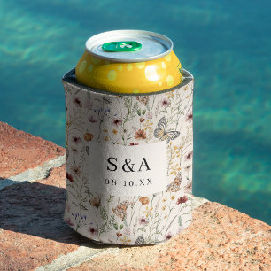Floral Boho Wedding Can Cooler