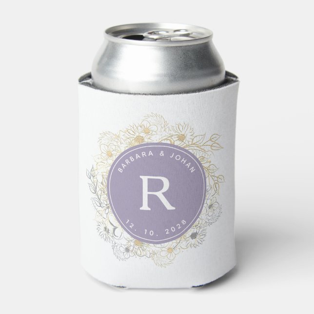 Floral Boho Wedding Can Cooler (Can Front)