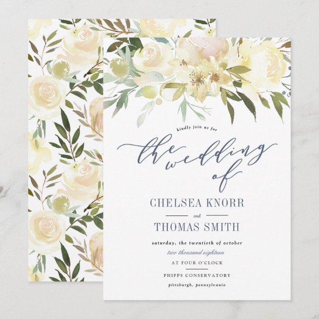 Floral Boho Wedding Invitation (Front/Back)