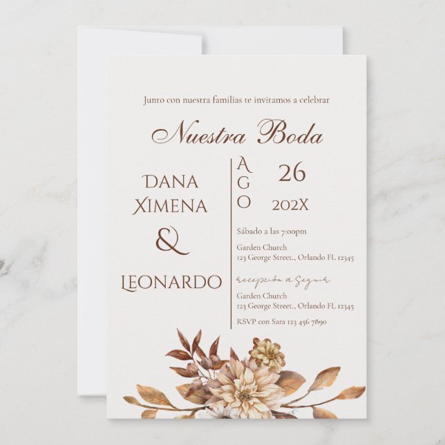 Floral Boho Wedding invitation Invitación (Front)