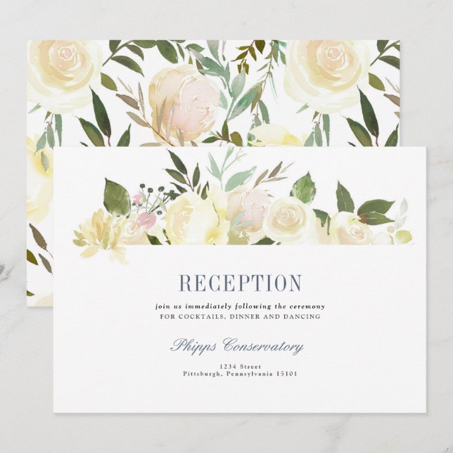 Floral Boho Wedding Reception Card (Front/Back)