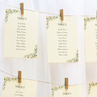 Floral boho wedding seating plan cards