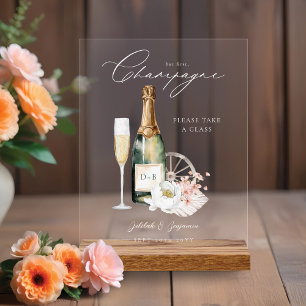 Floral Boho Western Country Wedding Drink Bar Menu Acrylic Sign