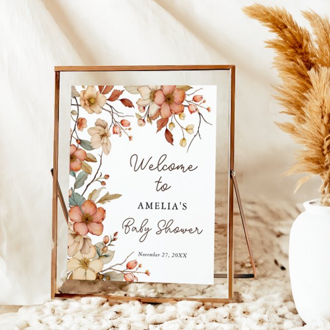 Floral Boho Wildflower Baby Shower Welcome Poster (Creator Uploaded)