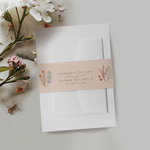 Floral Boho Wildflower Wedding Invitation Belly Band