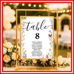Floral Boho Wildflower Wedding Table Seating Chart
