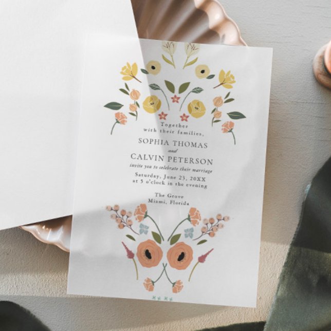 Floral Boho Wildflower Wedding Vellum Invitations (Creator Uploaded)