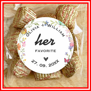 Floral Boho Wildflowers Her Favorite His Favorite  Classic Round Sticker