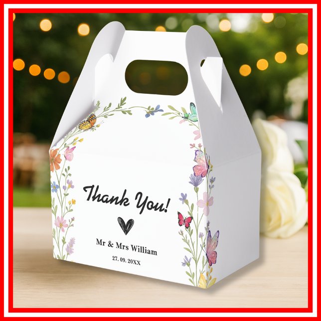 Floral Boho Wildflowers Wedding Thank You Favour Box (Creator Uploaded)
