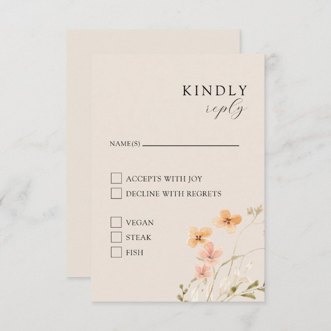 Floral Boho With Meals RSVP Card (Front/Back)