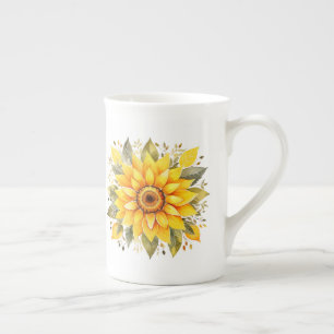 Floral bone china mug