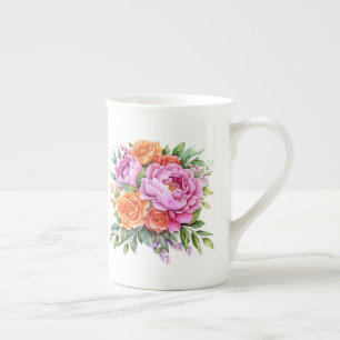 Floral bone china mug
