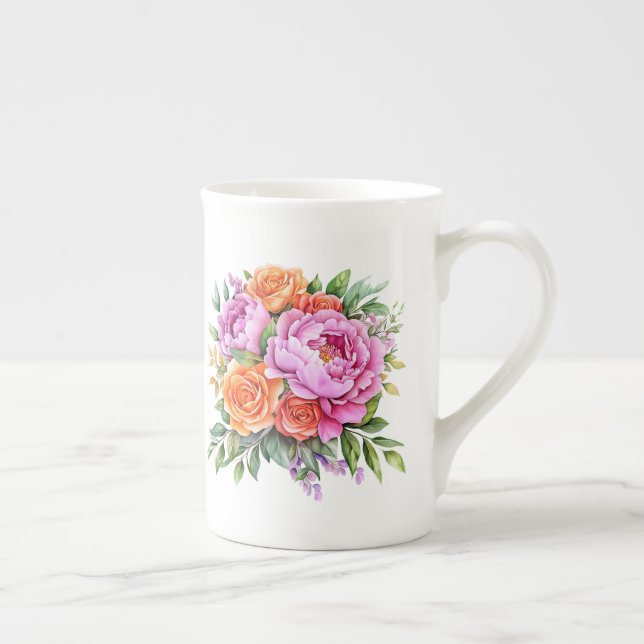 Floral  bone china mug (Right)