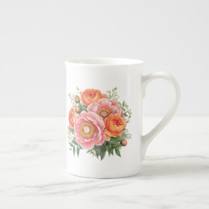 Floral bone china mug