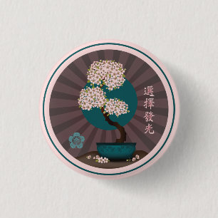 Floral bonsai "Choose to shine" Asian art  3 Cm Round Badge
