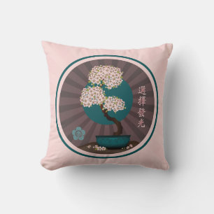 Floral bonsai "Choose to shine" Asian art Cushion