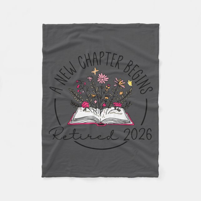 Floral Book A New Chapter Begins Retired 2026 Reti Fleece Blanket (Front)