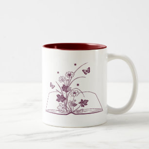 Floral Book Aesthetic Flower Two-Tone Coffee Mug