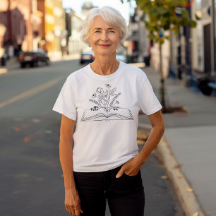 Floral Book Boho Line Art Tri-Blend Shirt
