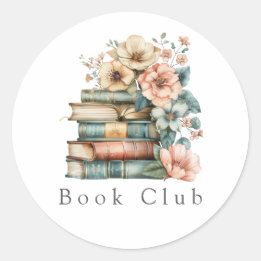 Floral Book Club Invitation Classic Round Sticker
