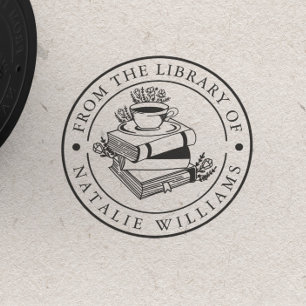 Floral Book Coffee Mug Moon from the Library of Rubber Stamp