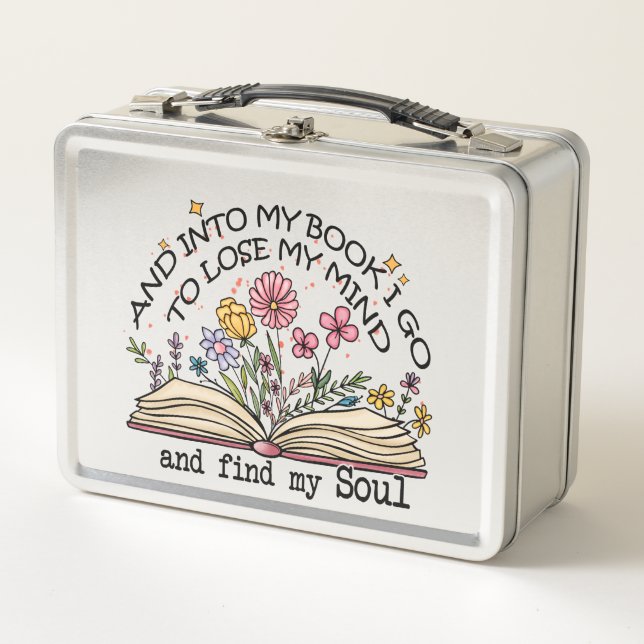 Floral Book Lover Metal Lunch Box (Front)