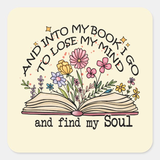 Floral Book Lover Square Sticker (Front)