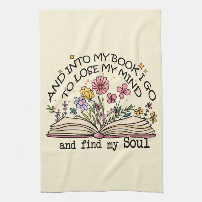 Floral Book Lover Tea Towel (Vertical)