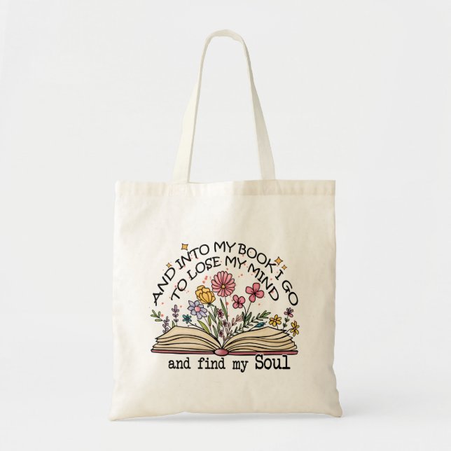 Floral Book Lover Tote Bag (Front)