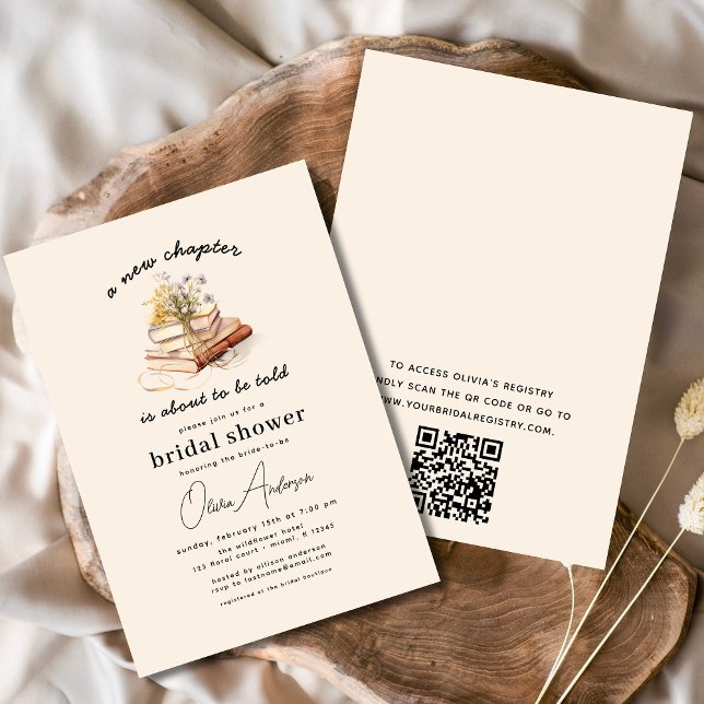 Floral Book New Chapter Begins Bridal Shower Invitation (Creator Uploaded)