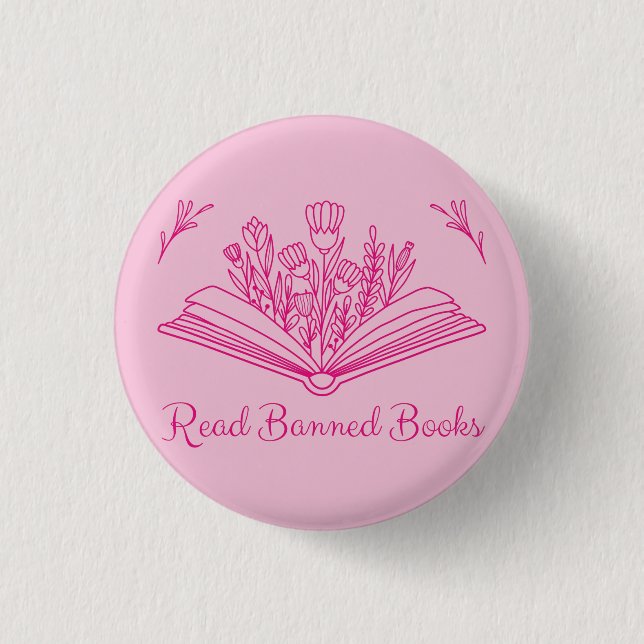 Floral Book - Read Banned Books 3 Cm Round Badge (Front)