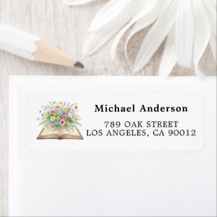 Floral Book Return Address Label Watercolor