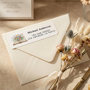 Floral Book Return Address Label Watercolor