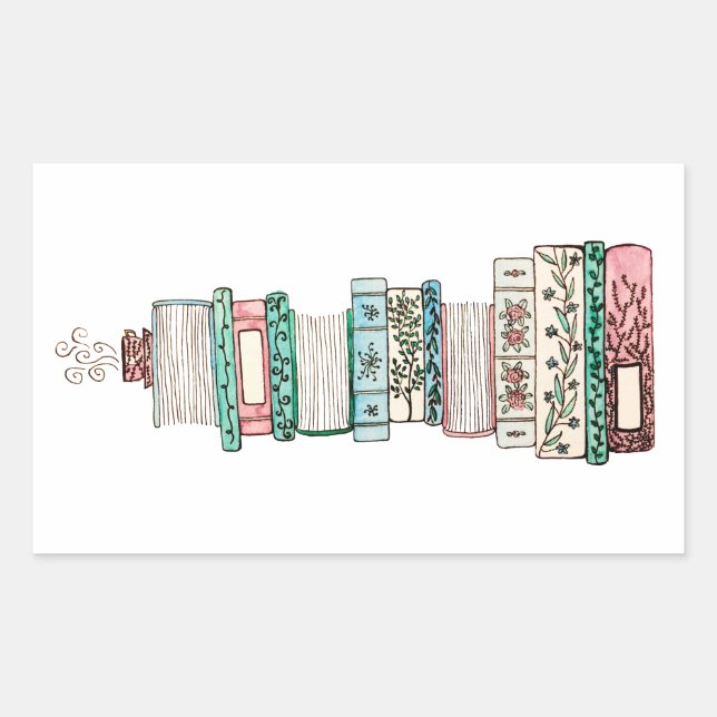 Floral Book Stack Stickers (Front)