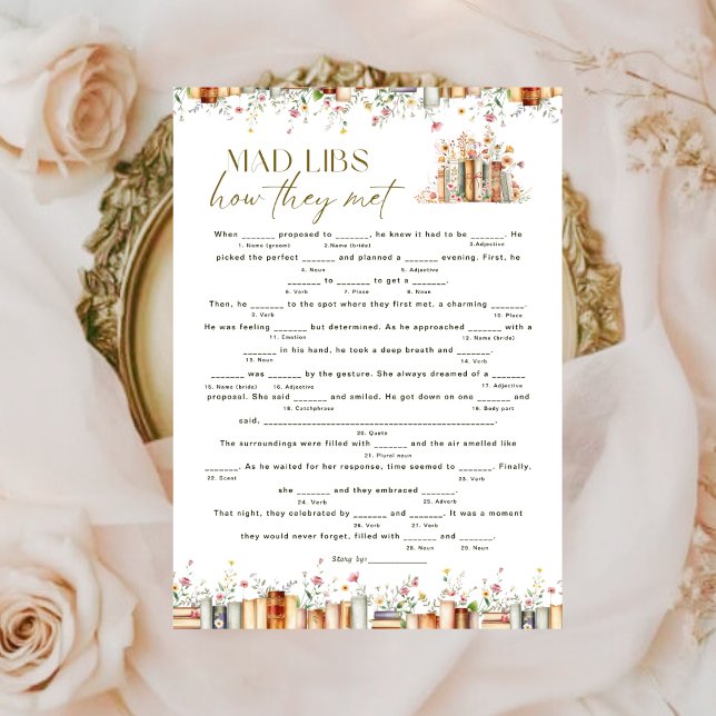 Floral Book Theme Mad Libs Bridal Shower Game (Creator Uploaded)