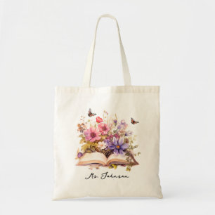 Floral Book Tote for Teacher Gift
