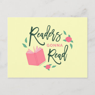 Floral Bookish Readers Gonna Read Postcard