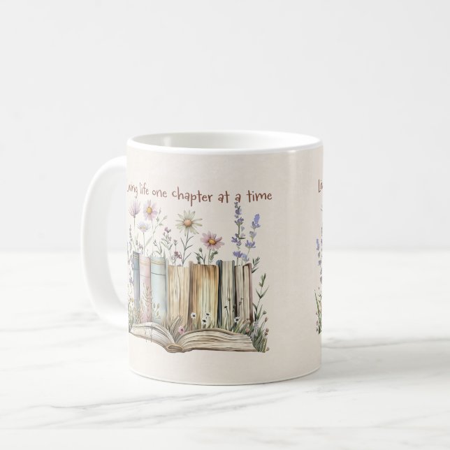 Floral Booklover Coffee Mug (Front Left)