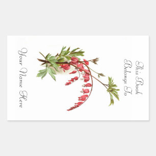 Floral Bookplate Rectangular Sticker
