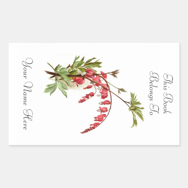 Floral Bookplate Rectangular Sticker (Front)