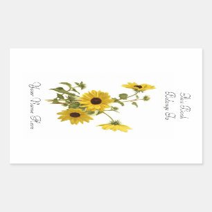 Floral Bookplate Rectangular Sticker