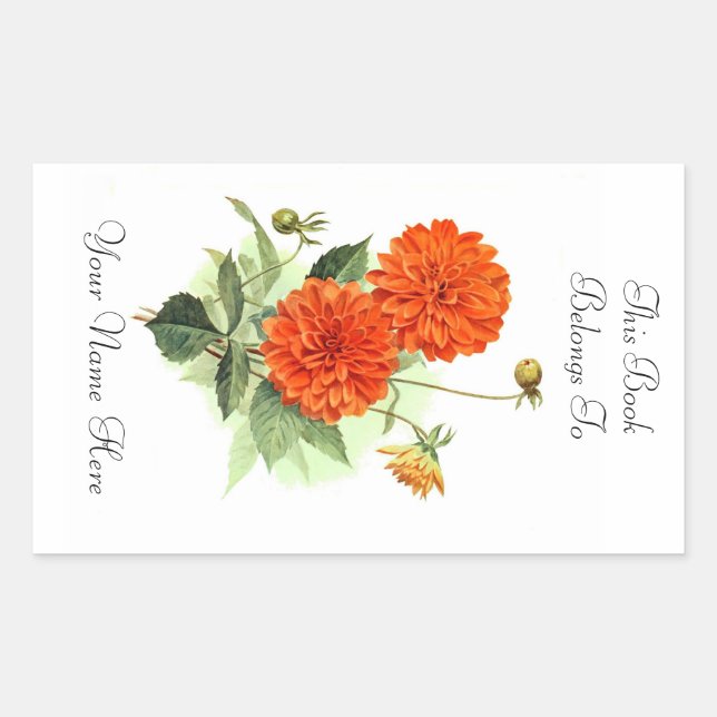 Floral Bookplate Rectangular Sticker (Front)