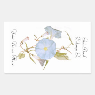 Floral Bookplate Rectangular Sticker