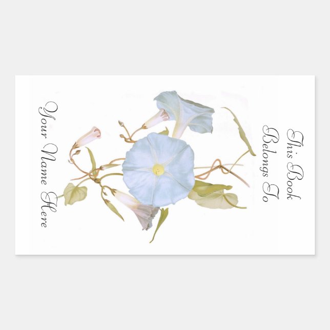 Floral Bookplate Rectangular Sticker (Front)